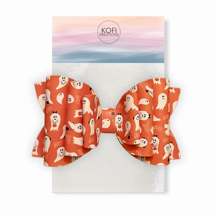 Orange Ghost | Faux Leather Bow