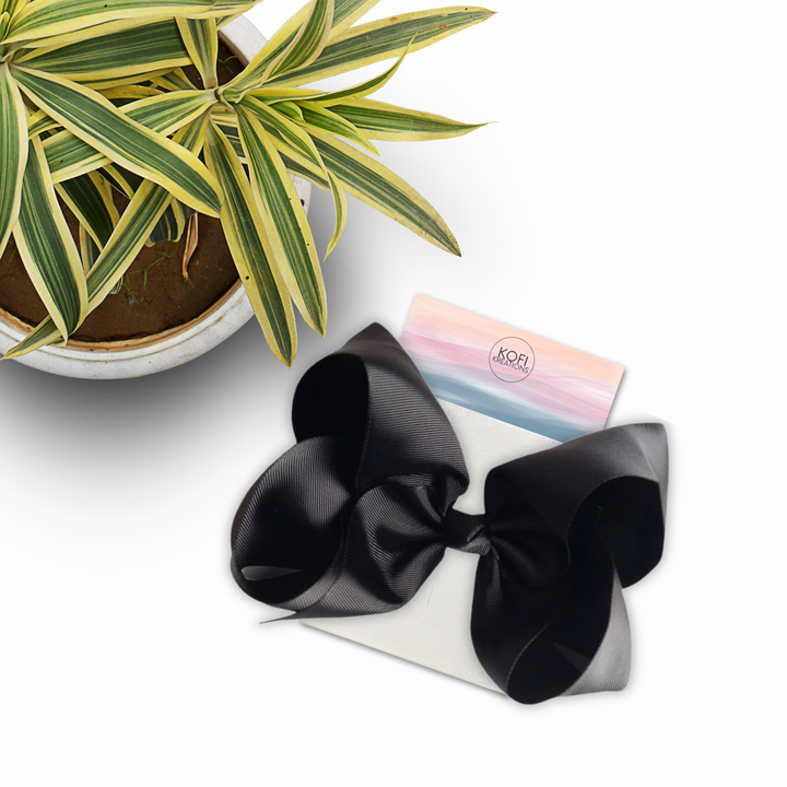 Black | Grosgrain Ribbon Hair Bow