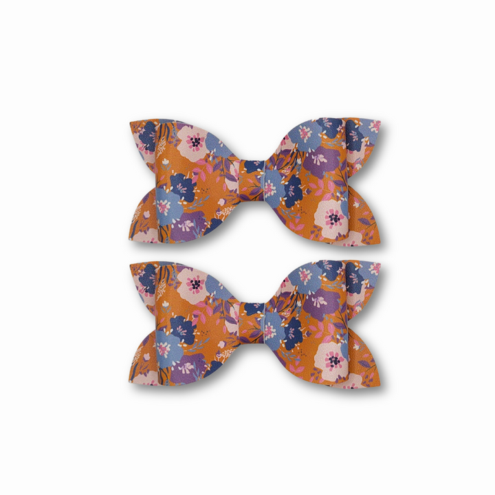 Luna | Spring Flower Faux Leather Hair Bows