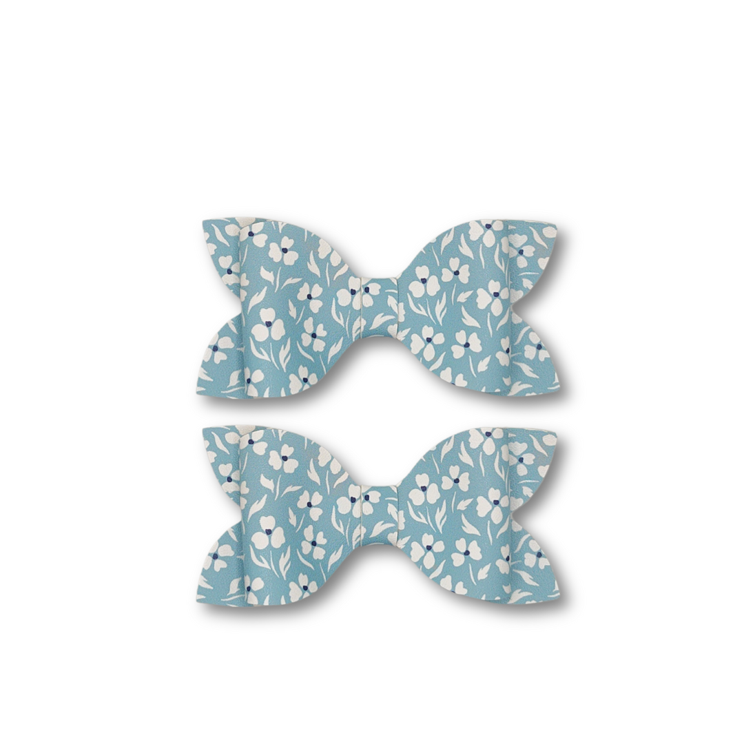 Luna | Spring Flower Faux Leather Hair Bows