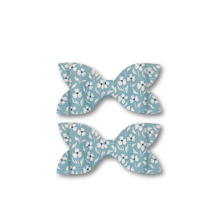 Luna | Spring Flower Faux Leather Hair Bows