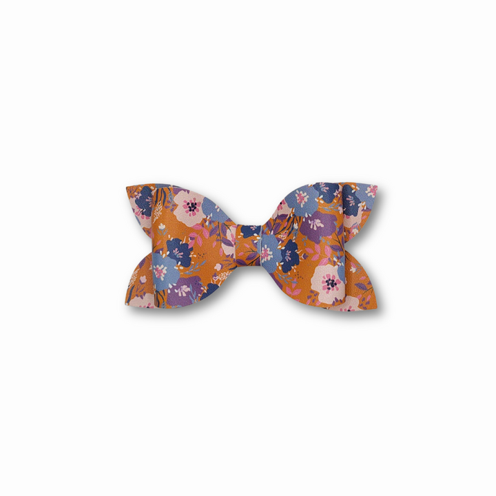 Luna | Spring Flower Faux Leather Hair Bows