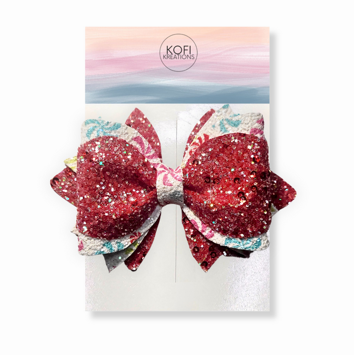 Rosewood Glitter Hair Bow