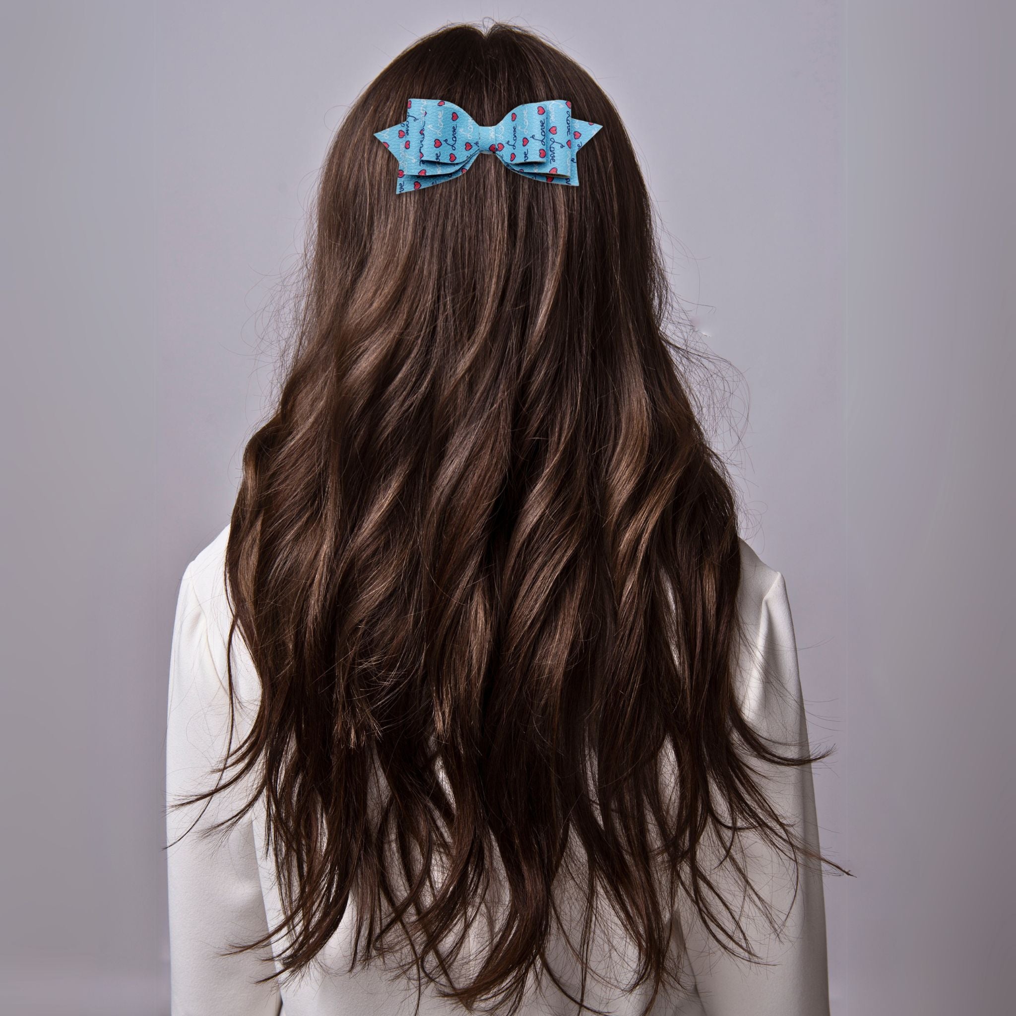Pepperdine | Blue Hearts Love Valentine Hair Bow