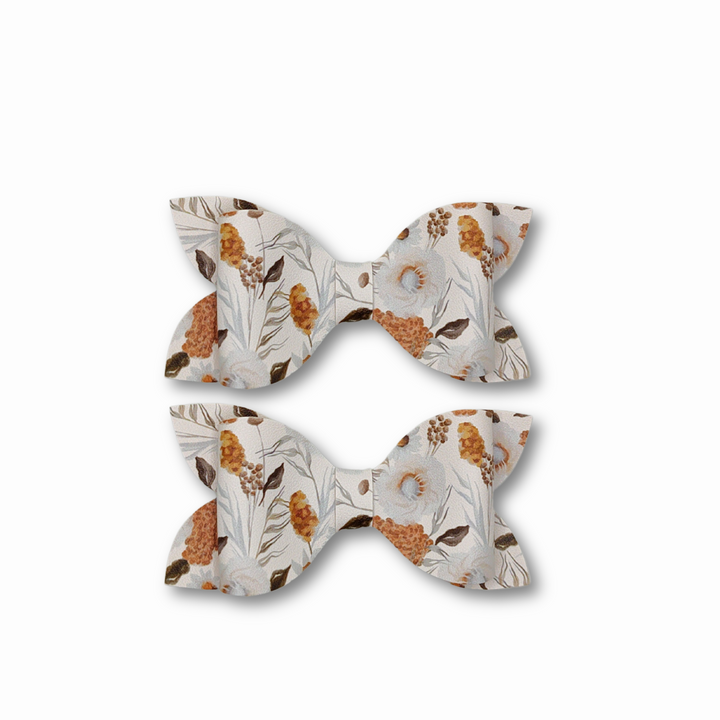 Luna | Spring Flower Faux Leather Hair Bows