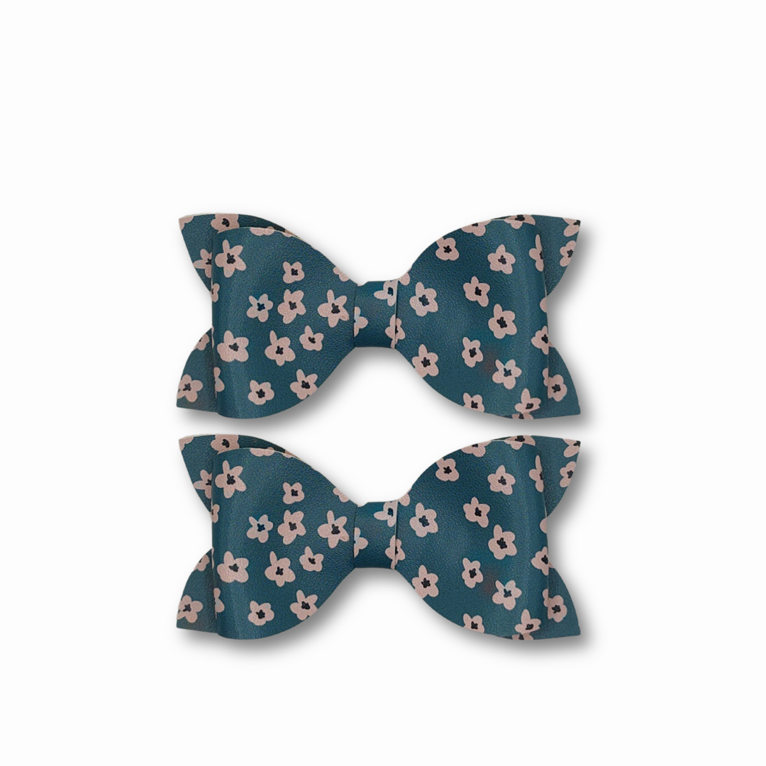 Luna | Spring Flower Faux Leather Hair Bows