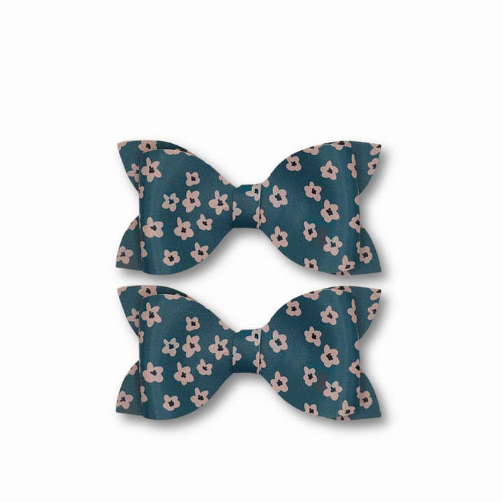Luna | Spring Flower Faux Leather Hair Bows