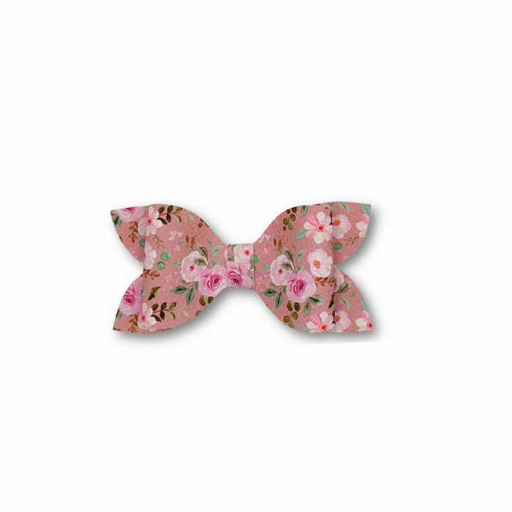 Luna | Spring Flower Faux Leather Hair Bows