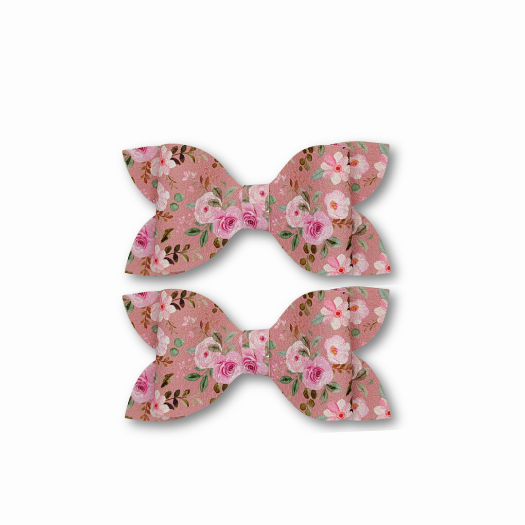 Luna | Spring Flower Faux Leather Hair Bows