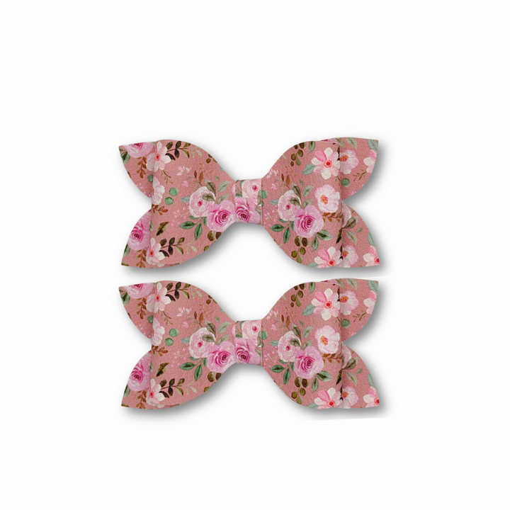 Luna | Spring Flower Faux Leather Hair Bows