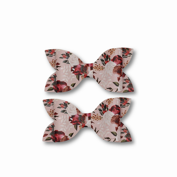 Luna | Spring Flower Faux Leather Hair Bows