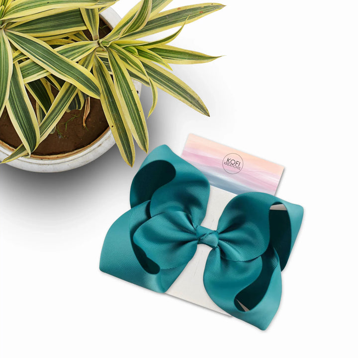 Dark Cyan | Grosgrain Ribbon Hair Bow