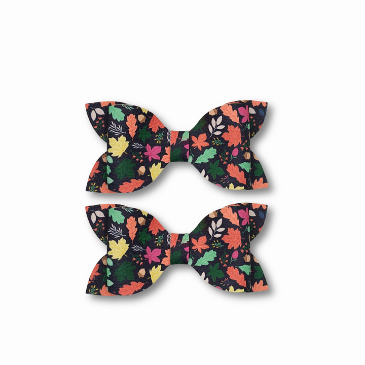 Luna | Spring Flower Faux Leather Hair Bows