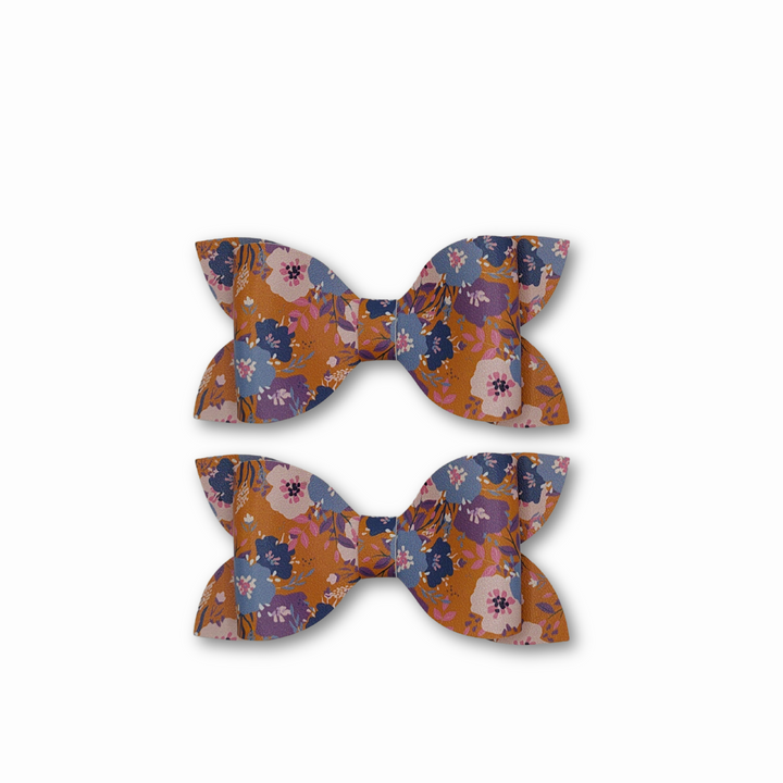 Luna | Spring Flower Faux Leather Hair Bows