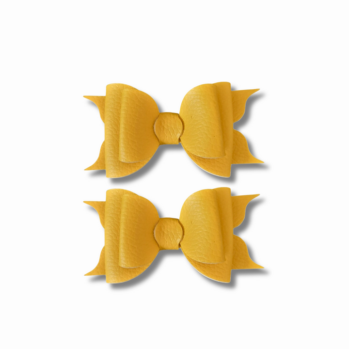 Ella | Yellow Faux Leather Hair Bow