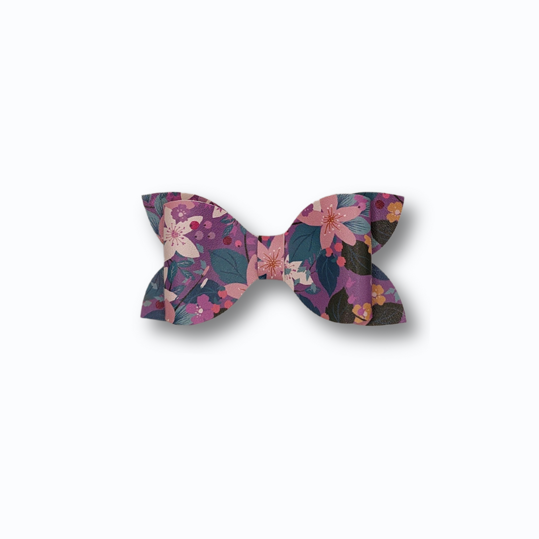 Luna | Spring Flower Faux Leather Hair Bows