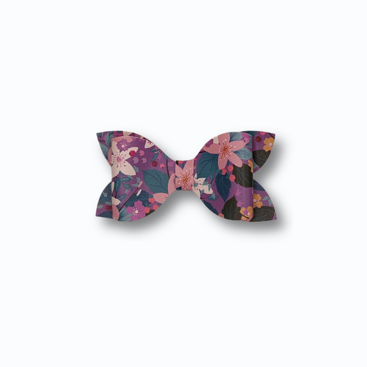 Luna | Spring Flower Faux Leather Hair Bows