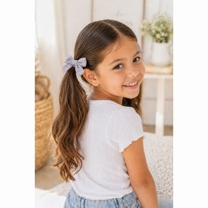 Gray  | Pigtail Hair Bows