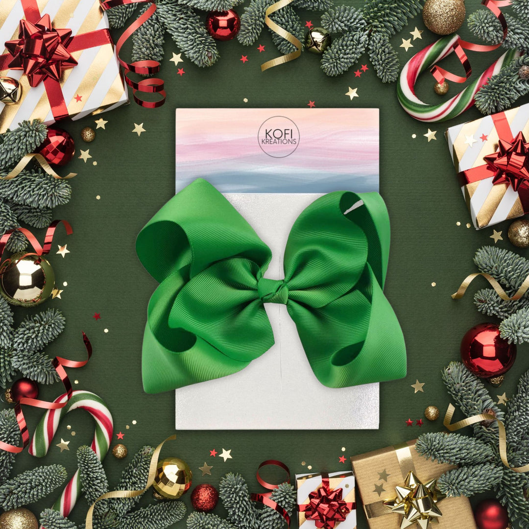 Green Grosgrain | Ribbon Hair Bow