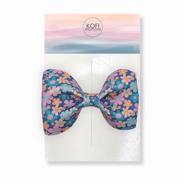 Blue Daisy Pinch Hair Bow