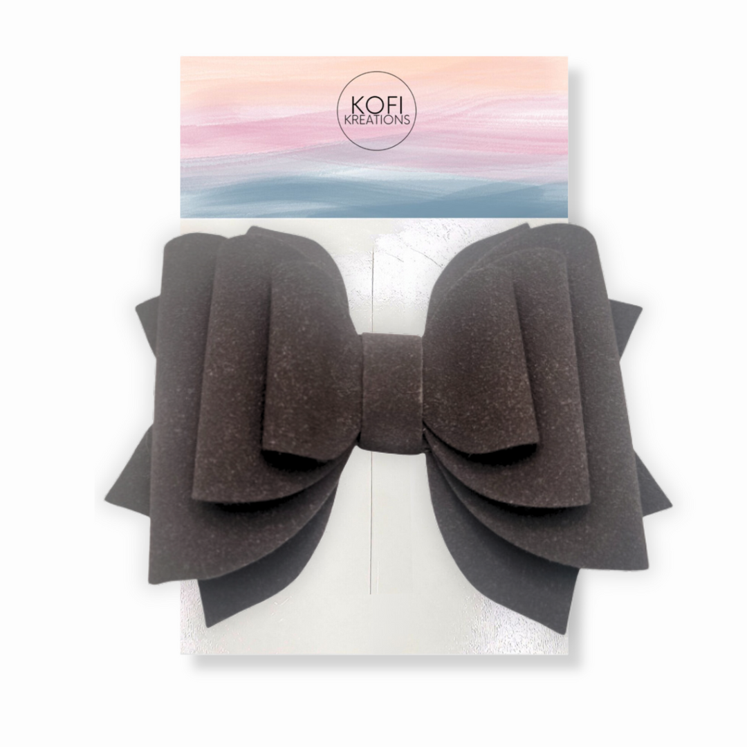 Brown Suede Hair Bow