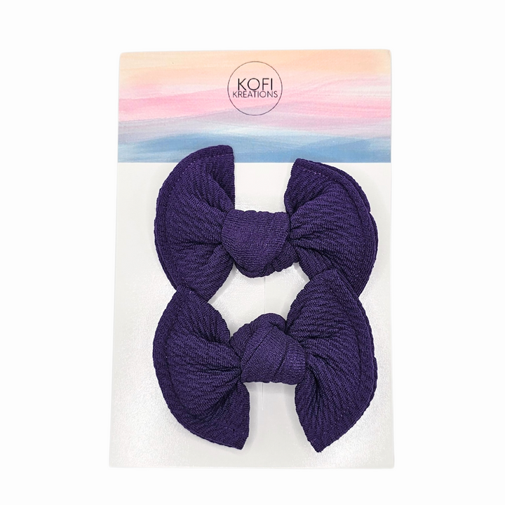 Purple Knot Hair Bows