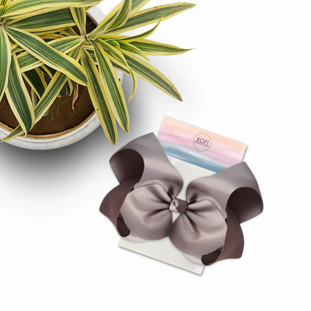 Gray | Grosgrain Ribbon Hair Bow