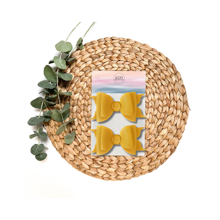 Ella | Yellow Faux Leather Hair Bow