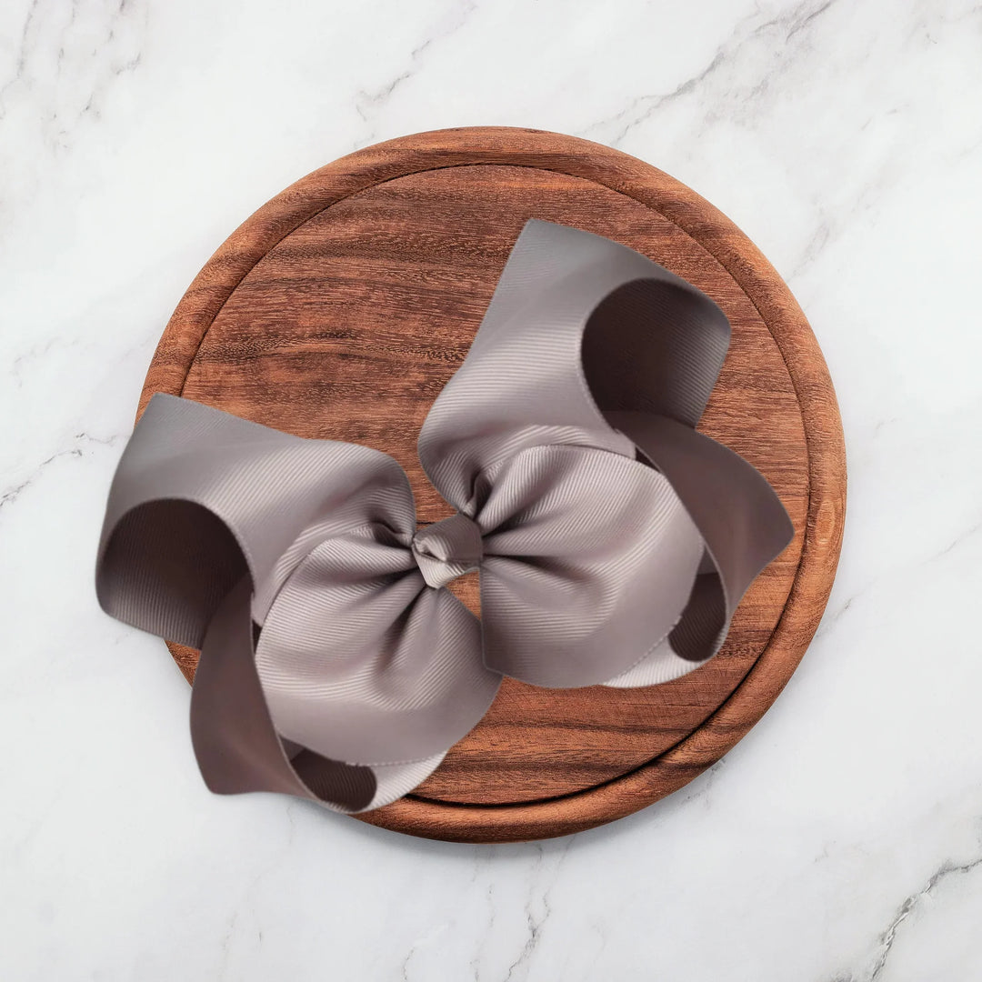Gray | Grosgrain Ribbon Hair Bow