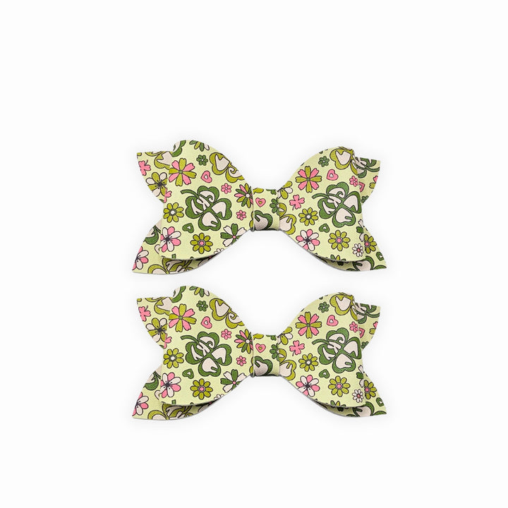 Clover Cluster Faux Leather Hair Bows