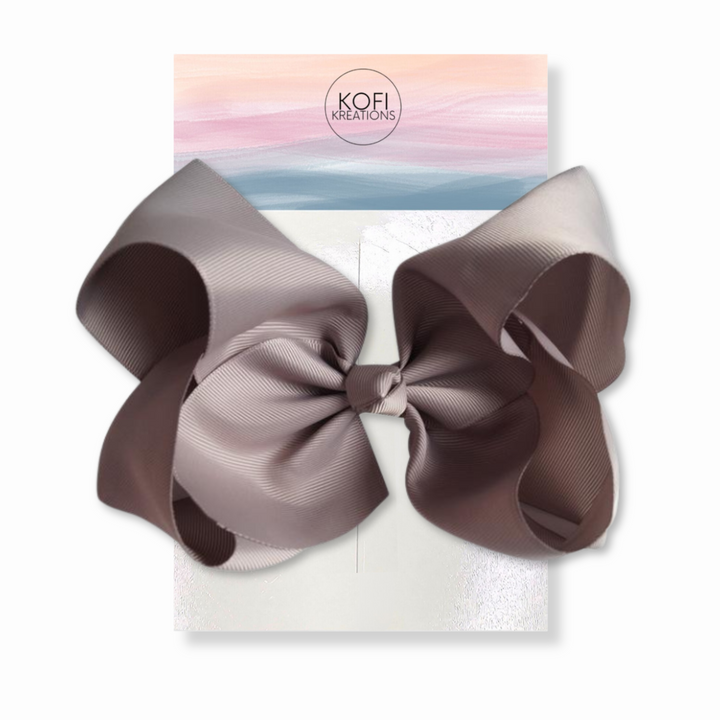 Gray Grosgrain Ribbon Hair Bow