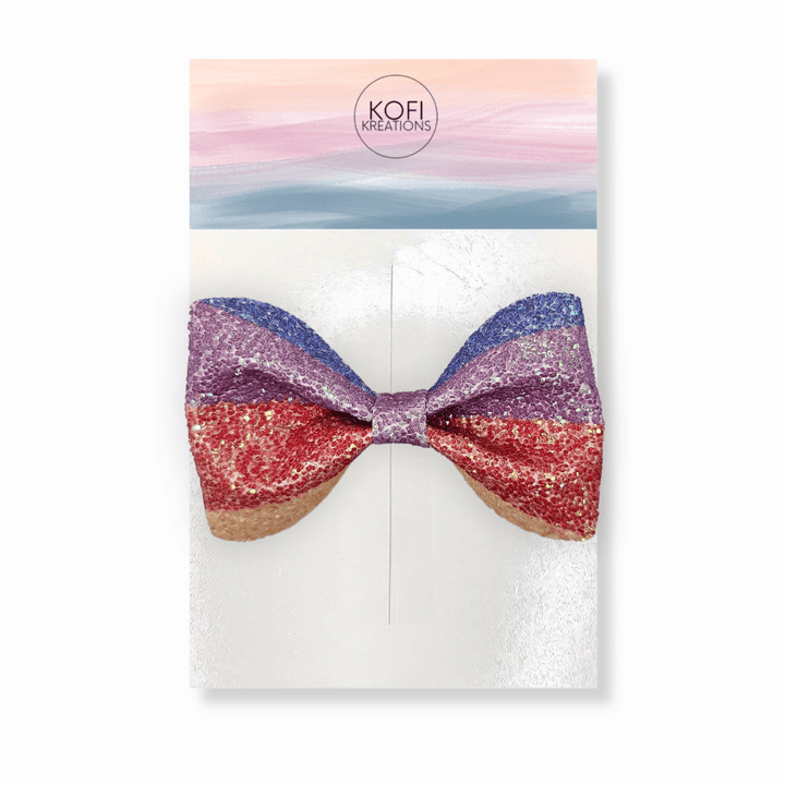 Rainbow Glitter Pinch Hair Bow