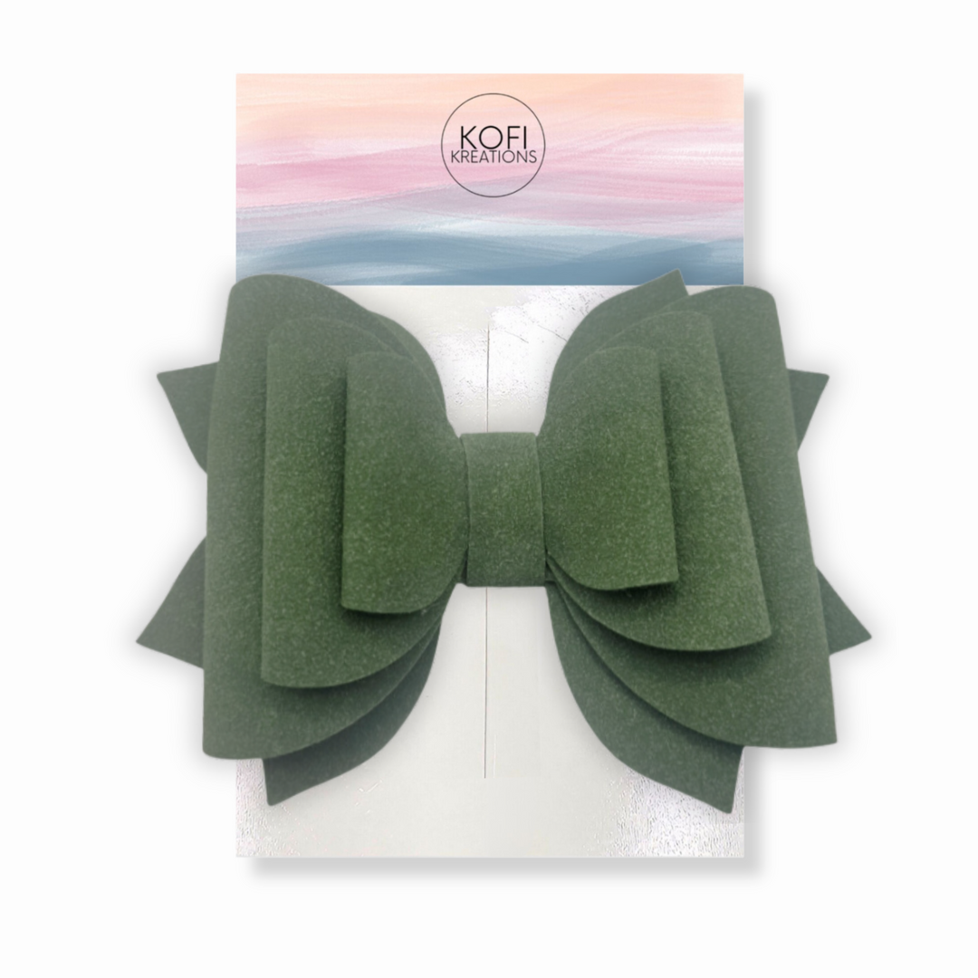 Green Suede Hair Bow