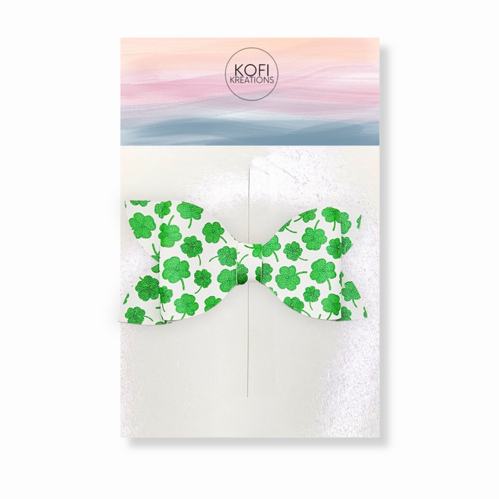 Emerald Essence Leather Hair Bow
