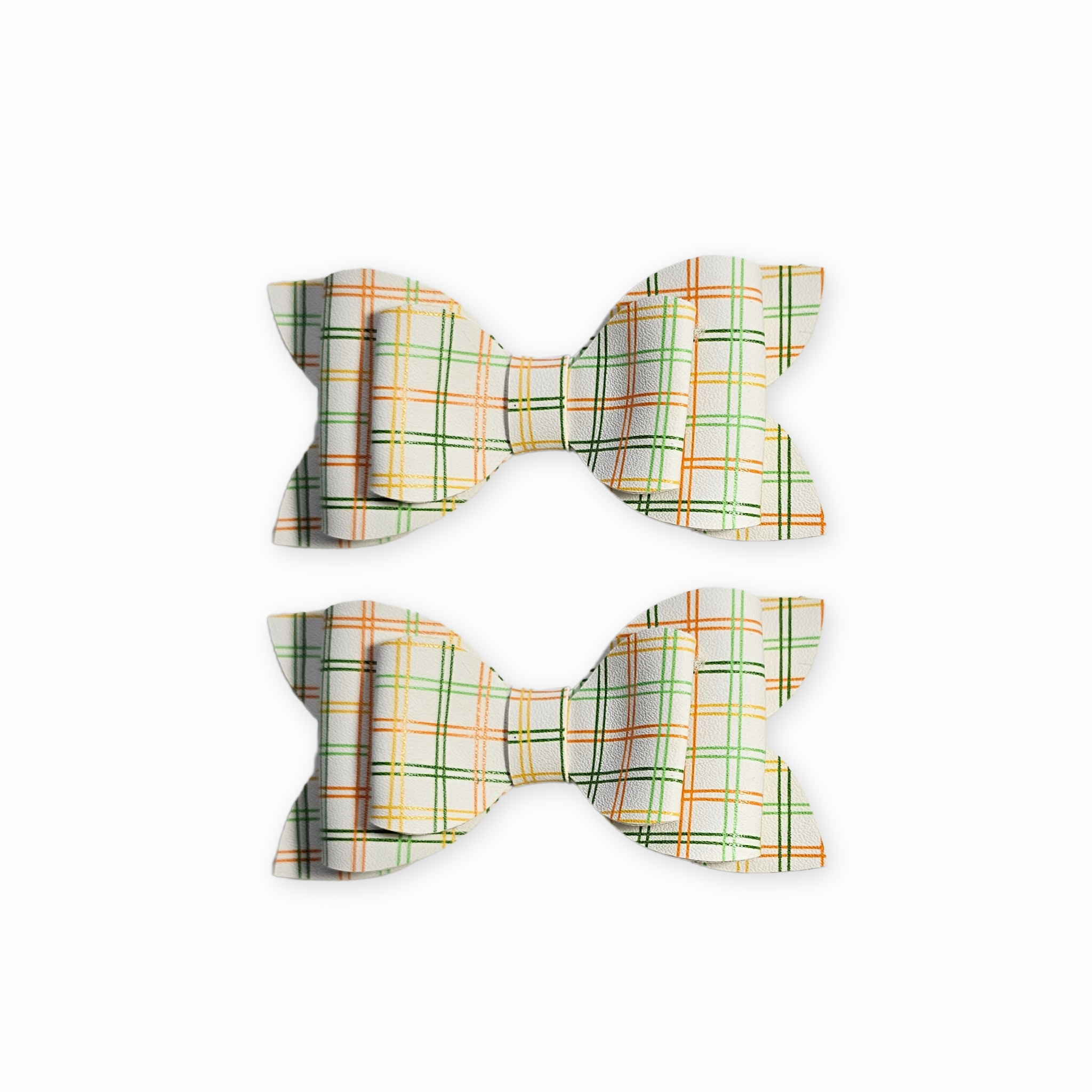 Luna | Vintage Gingham Faux Leather Hair Bow