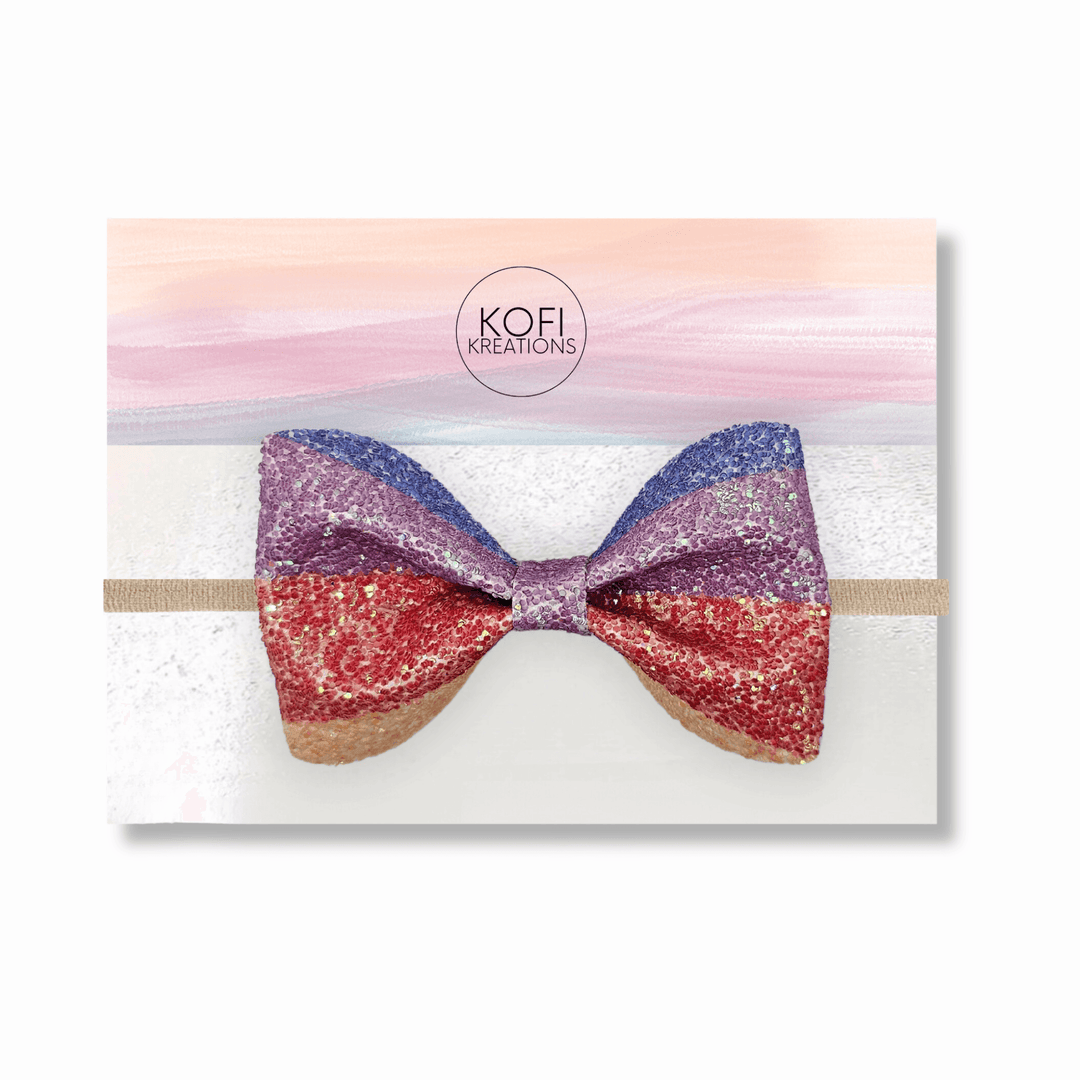 Rainbow Glitter Pinch Hair Bow