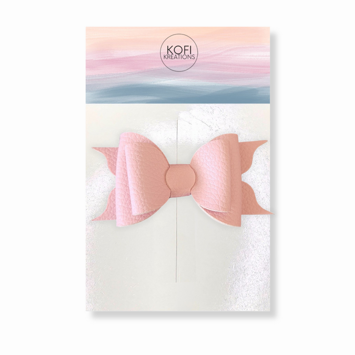 Crepe Pink Leather Hair Bow