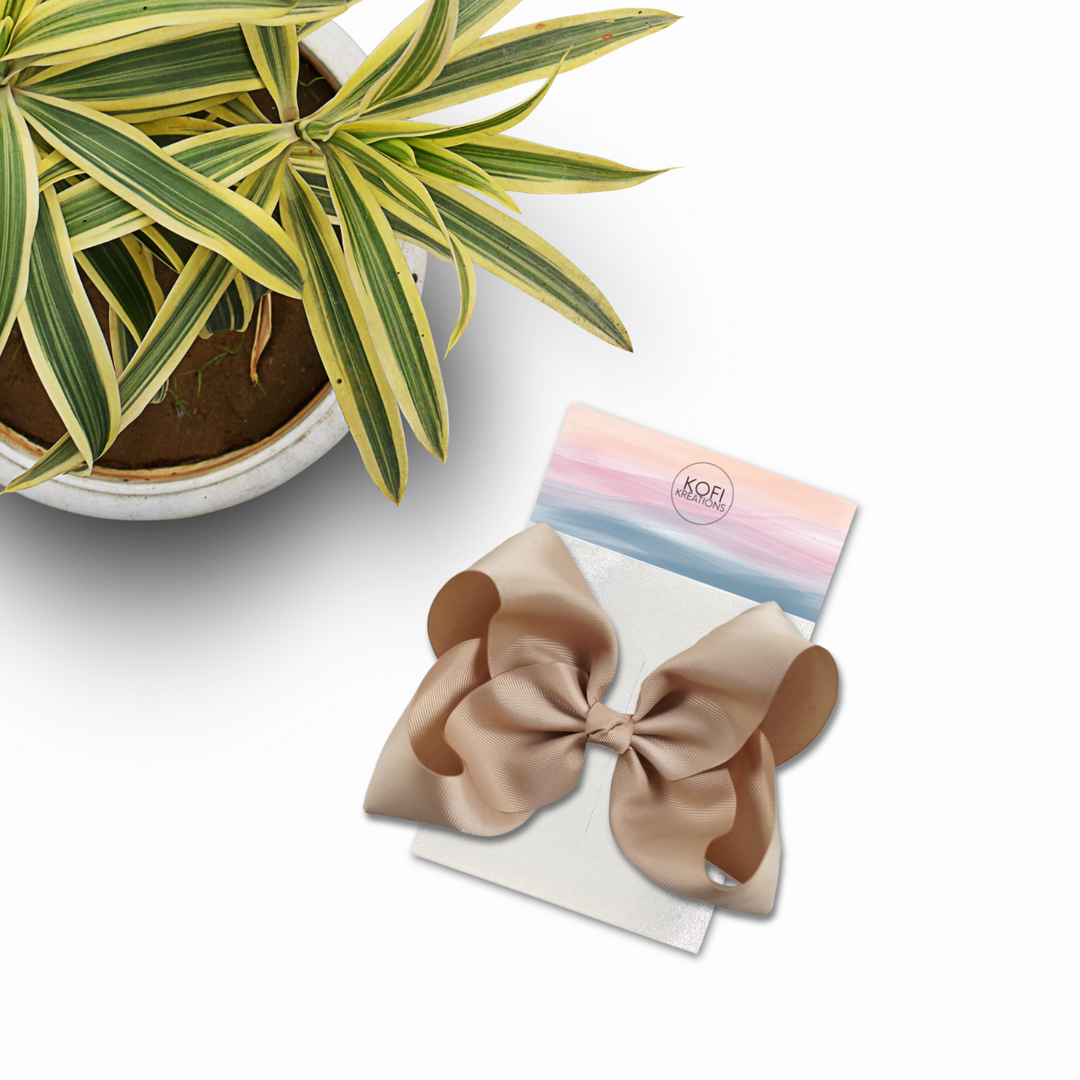 Champagne | Grosgrain Ribbon Hair Bow