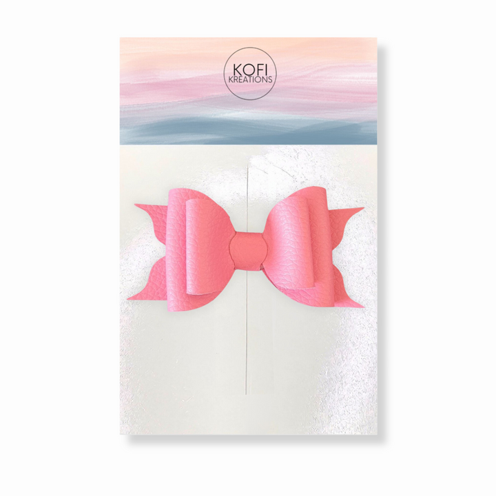 Light Pink Leather Hair Bow