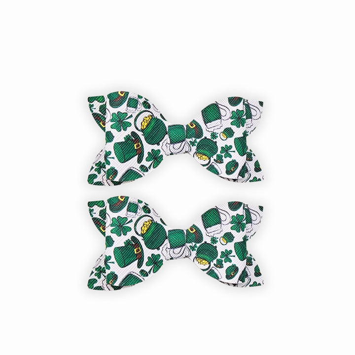 Pot of Gold Faux Leather Hair Bows