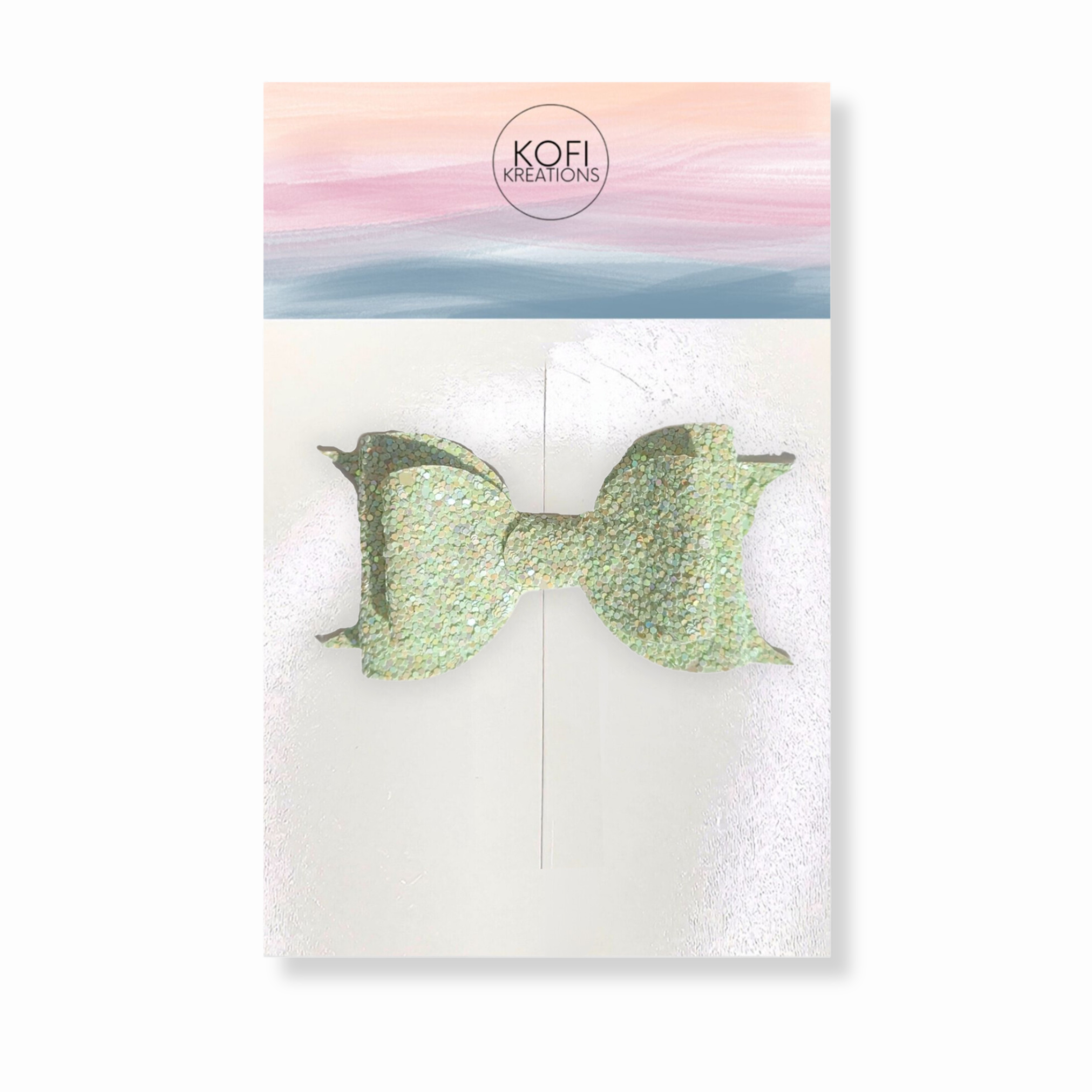 Light Green Pebble Glitter Hair Bow