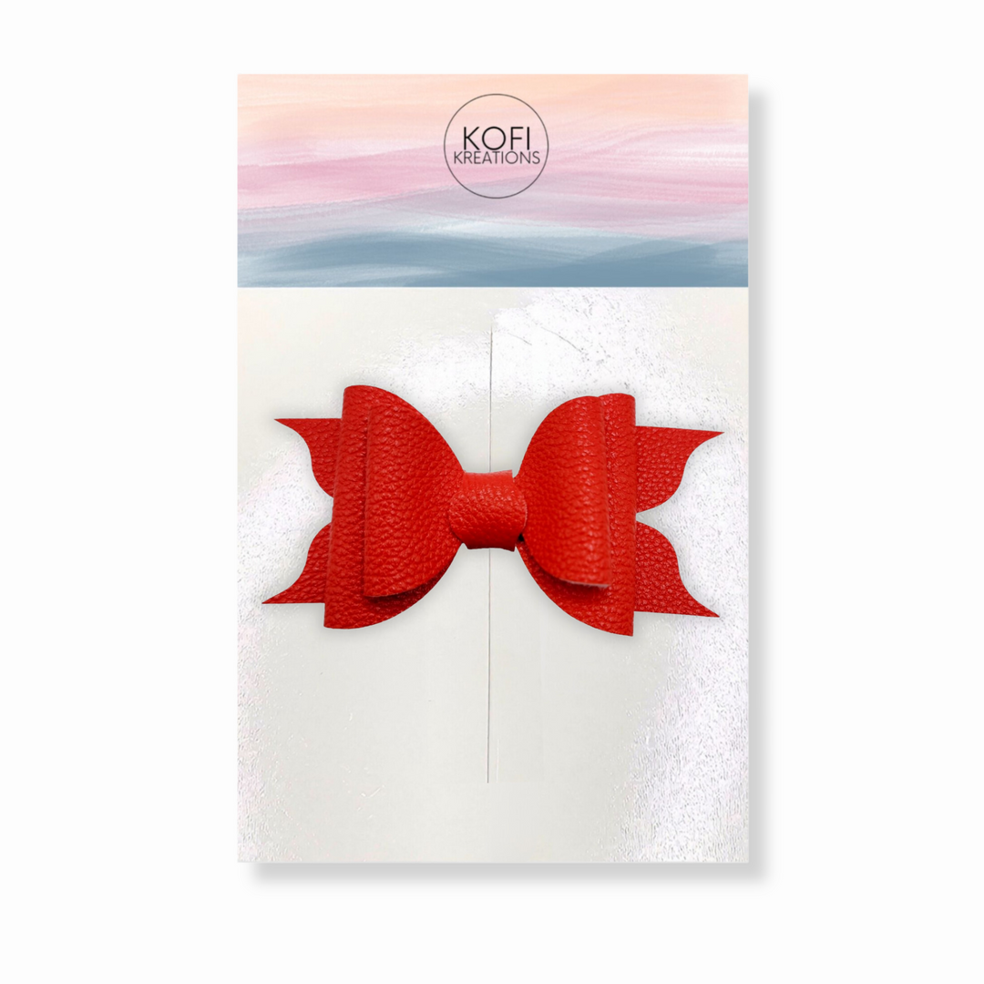 Red Leather Hair Bow