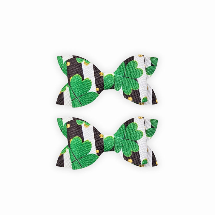 Lucky Clover Faux Leather Bows