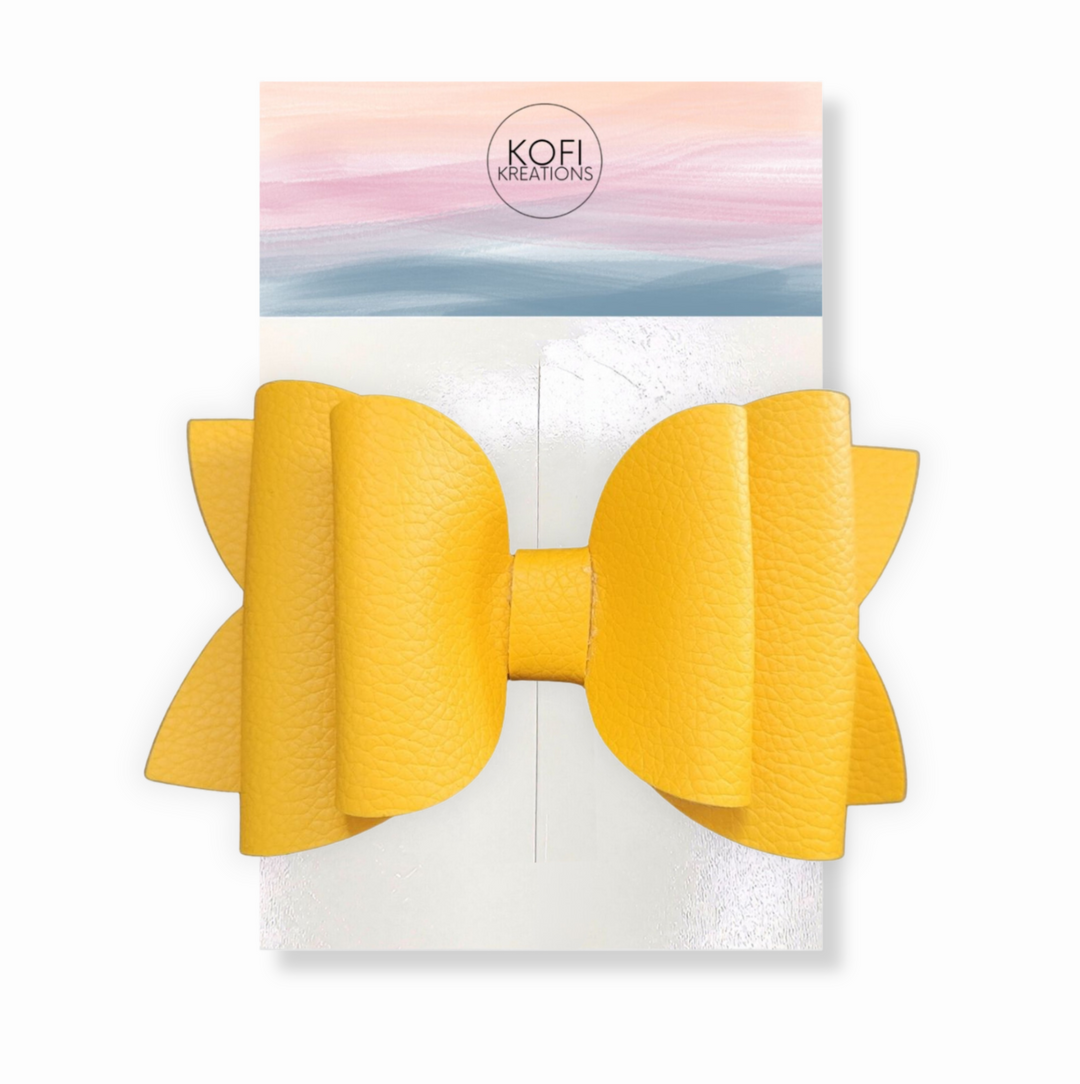 Josey Yellow Leather Hair Bow