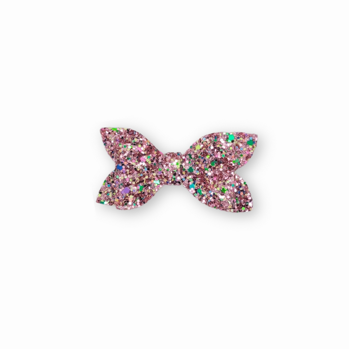 Luna | Rosey Pink Glitter Hair Bow