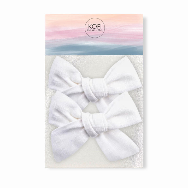 White | Pigtail Hair Bows