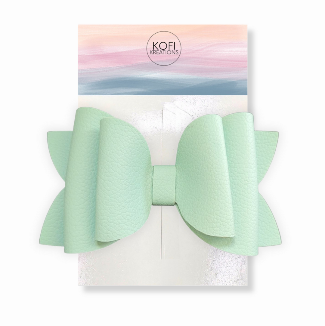 Josey Mint Leather Hair Bow