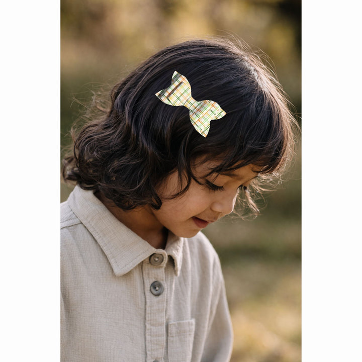 Luna | Vintage Gingham Faux Leather Hair Bow