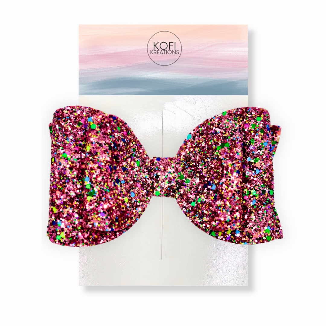 Rouge Pink Josey Glitter Hair Bow