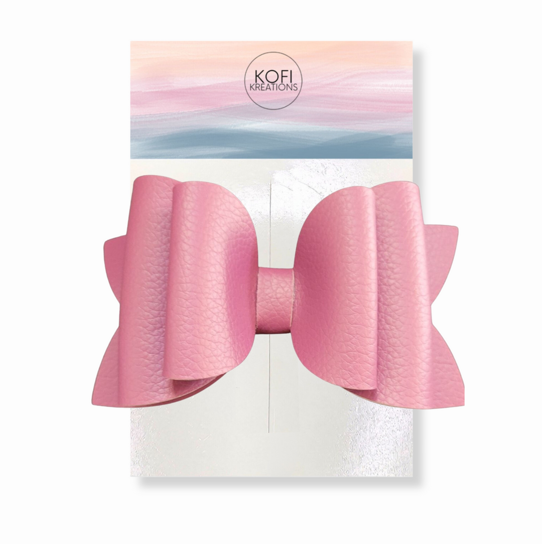 Josey Pink Leather Hair Bow